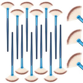 Ziliny 12 Pcs Soft Facial Fan Brush Blush Makeup Brush Face Mask Acid Applicator Multi Use Cosmetic Tools for Peel Mask Makeup for Mud Cream (Blue)