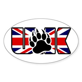 CafePress Bear Paw On U.K Flag Sticker Oval Car Bumper Sticker