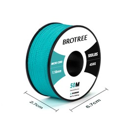 Brotree Micro Cord 1.18 mm 50 m Spool Paracord Cord Polyester Rope for Bracelet, Crafts and DIY - 45 kg Breaking Load (Turquoise)