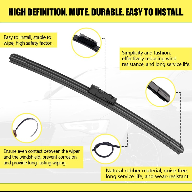 ANIKLUIM® 26"+18" Wiper Blades with 16" Rear Wiper Blade Set