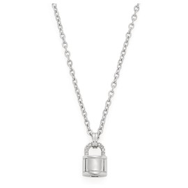 Jewels by Leonardo Galera Necklace Stainless Steel 1 Piece, Short Diamond-Coated Chain with Zirconia Studded Lock Pendant, Silver, Women's Jewellery, 022153, Stainless Steel, No Gemstone