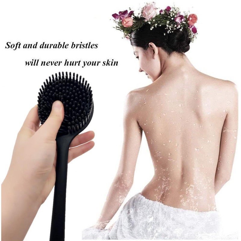 Cinlitek Silicone Body Scrubber With Long Handle for Shower -