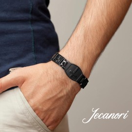 Jecanori Magnetic Bracelets for Men,Titanium Steel Bracelet for Men with Magnets,Adjustable Length with Sizing Tool,Magnetic Field Therapy(Black)