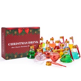Viva Terry Christmas Booze Balls Set - Fillable Clear Plastic Xmas Tree Hanging Shot Glasses Ornaments with Drink, Beverage, Candy - Decor for Christmas Tree, Party, Home, Holidays(Mulyi Shape, 16Pcs)