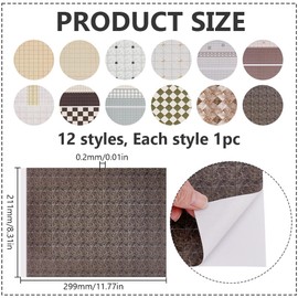 GOMAKERER 12 Pcs 12 Styles Dollhouse Floorboards Wallpaper, 11.65x8.3 Inch Modle House Floorboard Paper Sticker Dolls House Paper Flooring Card Sticker for DIY Crafting