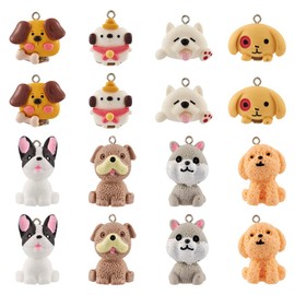 KISSITTY 16Pcs Resin Dog Charms 3D Dog Resin Pendants Cartoon Dog Dangle Charms for DIY Necklace Bracelet Earring Key Chain Jewelry Making Crafts