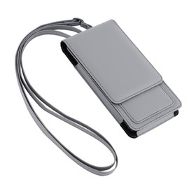 Gigaset Phone Bag – Smartphone Bag – Protection Against Scratches – Suitable for All Gigaset Smartphones – Vegan Leather Shoulder Bag with Belt Clip and Neck Strap, Grey