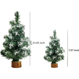 Jylucky 6PCS Tabletop Mini Christmas Tree, Snow Artificial Christmas Trees with Wood Base Crafts Trees Miniature Pine Tree Perfect for Christmas Mantel Home Table Holiday Decor (6PCS Style A)