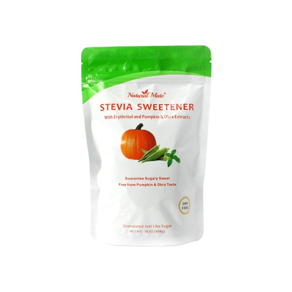 Natural Mate Stevia and Erythritol Sweetener Blend with Veggie Nutrients from Pumpkin and Okra (16oz / 1Lb, 3Pack) - All Purpose Granular Natural Sugar Replacement - Pure Sweet Taste, Zero Calories