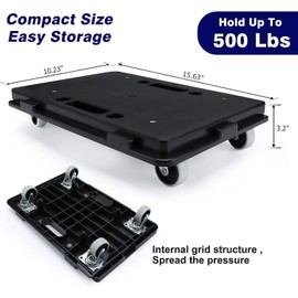 Furniture Dolly, 4 Pack Moving Dolly, Furniture Movers with 4 Wheels, 500lbs Capacity, Small Flat Dolly Connectable, Portable Dollies for Heavy Furniture