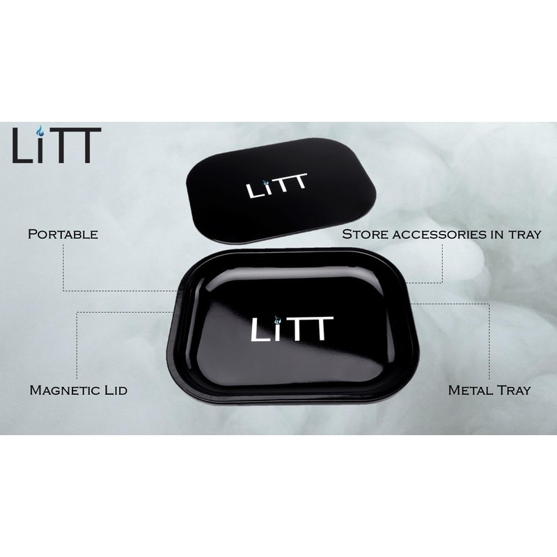 Litt Stash Metal Rolling Tray with Magnetic Rolling Lid- Smart