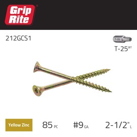Grip-Rite 212GCS1 #9 x 2-1/2" Star Drive Gold Construction Wood Screw, 1lb Box