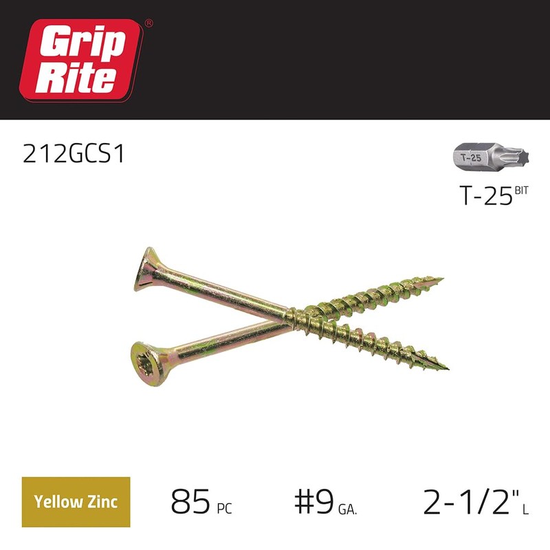 Grip-Rite 212GCS1 #9 x 2-1/2" Star Drive Gold Construction Wood