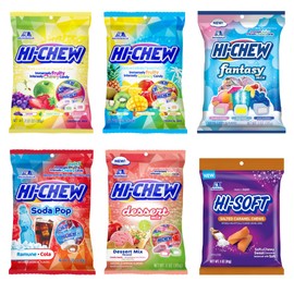 HI-CHEW Variety Mix, Pack of 6 Bags Including Salted Caramel - 15 Flavor Assort Sweet and Sour Chewy Fun Soft Candy Variety Pack - Immensely Juicy Fruity Flavors - Individually Wrapped for Sharing