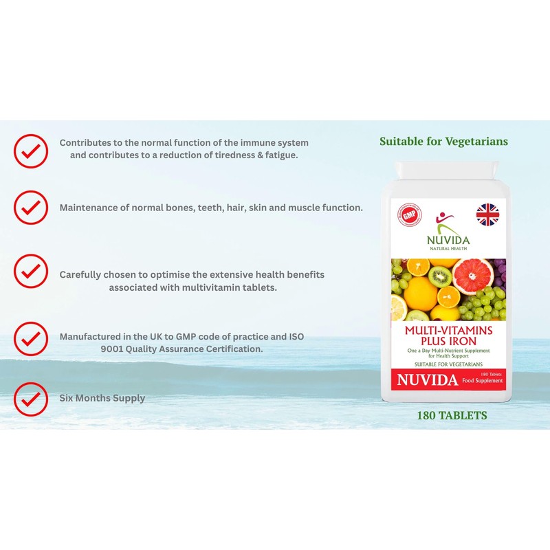 Nuvida Multivitamin Tablets with Iron - High Strength Multivitamins for