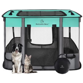 Dog Playpen,Pet Playpen,Foldable Dog Cat Playpens,Portable Exercise Kennel Tent Crate,Water-Resistant Breathable Shade Cover, Indoor Outdoor Travel Camping Use for Small Animals with Carrying Case(M)