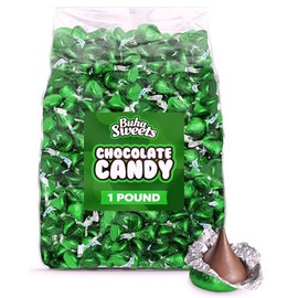 Milk Chocolate Candy in Green Foil - 1 Pound Bulk Bag Individually Wrapped Classic Chocolate Drops for St. Patrick’s Day, Holidays, Candy Buffets, Party Favors, and Gifts - Approx 100 Pieces