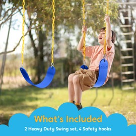 TURFEE 2 Packs Heavy Duty Swing Seat, Swing Set Accessories Replacement with 4 Snap Hooks for Kids Outdoor Play Playground, Trees, Swingsets, Playground(Pink)