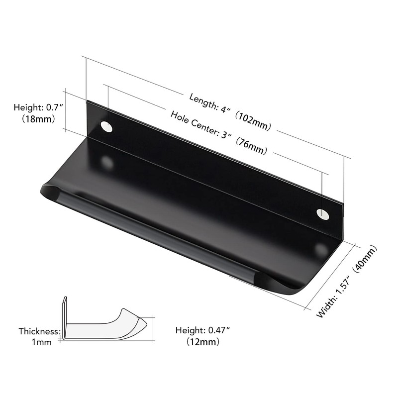 Ravinte Hardware 6 Pack Black Cabinet Handles, Finger Edge Pull