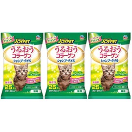 JOYPET Shampoo Towel, Moisturizing Collagen, For Cats, Unscented, 25 Sheets x 3 Packs (Bulk Purchase)