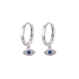 925 Sterling Silver Evil Eye Earrings for Women, Small Hoop Earrings Hypoallergenic Earrings Cute Eyelash Stud Earrings for Girls Spiritual Jewelry Valentine's Day Gifts, No Gemstone