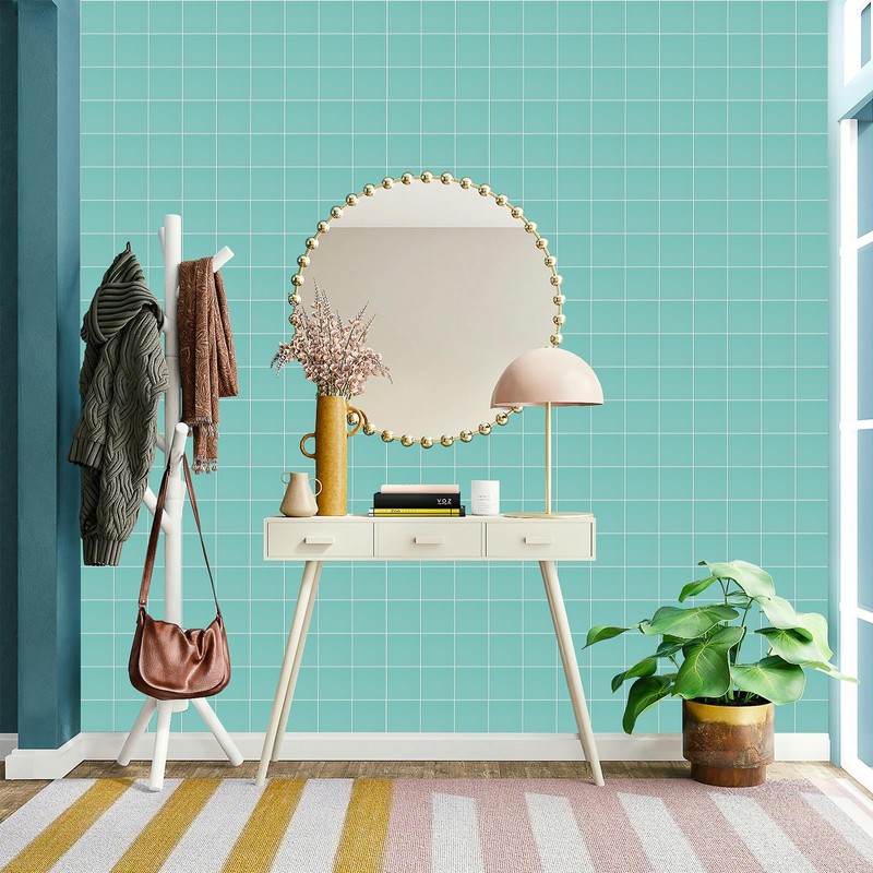 CASAPALACE Peel and Stick Glass Tile, Light Blue Square Mosaic