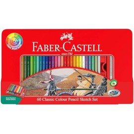 Faber-Castell Vibrant Classic Colour Pencil, Assorted – Tin of 60, (16-115893)