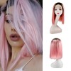variouswig pink with brown root lace front wig 14 inches