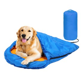 Lifeunion Dog Sleeping Bag with Storage Bag Waterproof Warm Packable Dog Bed for Travel Camping Hiking Backpacking (Blue+Orange)