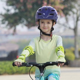 Kids Bike Helmet, Adjustable Youth Boys Girls Helmets for Ages 3-5-8-14 Years (50-57cm), Child Helmet with Visor and LED Light, Lightweight Multi-Sport Bicycle Scooter Skate Cycling Helmets