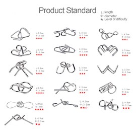 YGZN Metal Wire Puzzle Set of 16 with Bag, IQ Test Mind Game Thinking Task Magic Trick Toy for Children and Adults (Blue-Yellow)