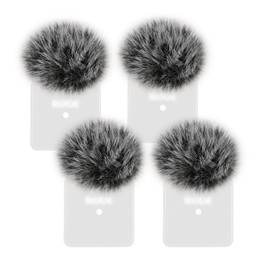 PhantAccy 4PCS Windscreen/Pop Filter for Rode Wireless Go I (1st Gen) Microphones - Furry Mic Cover for Wind & Ambient Noise Reduction (Rode Wireless Go I, Black-White)