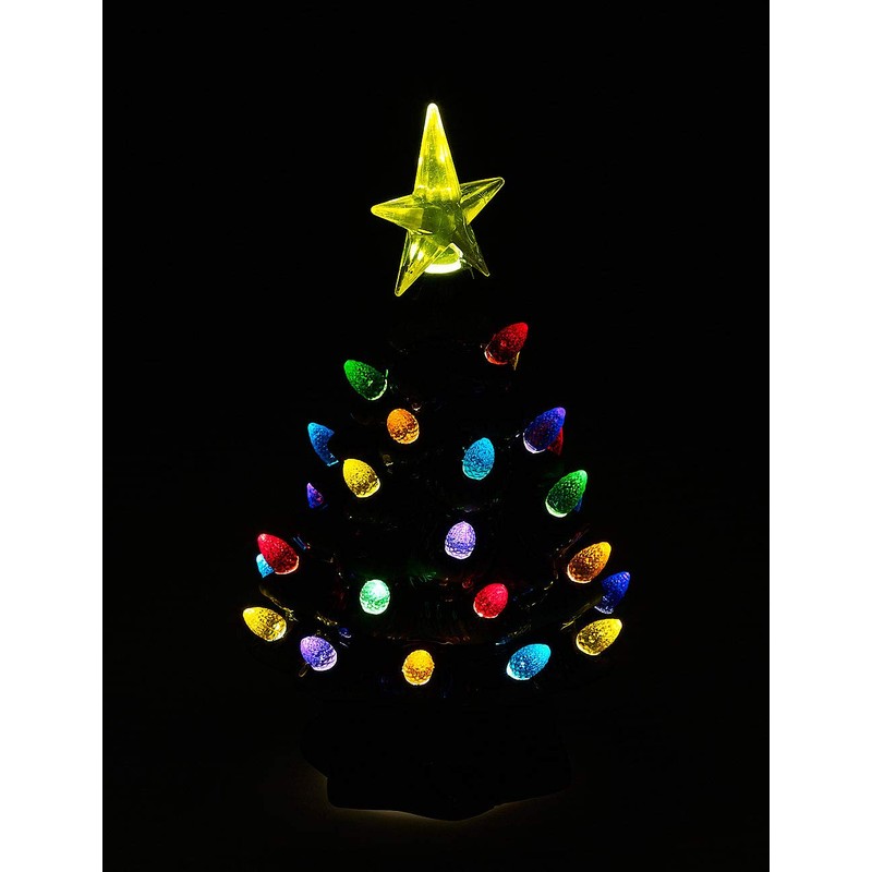infactory Christmas Decorations: 2 Decorative Ceramic Christmas Trees with LED