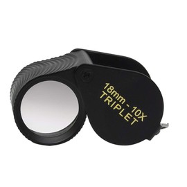 Bullongè Stun-BLACK Triplet Magnifying Glass 18 x 10 - Folding Magnifier - Pocket Magnifier