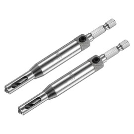 sourcing map Self Centering Hinge Tapper Core Drill Bit, Hole Puncher, 5mm Diameter 1/4" Hex Shank for Opening Hole Woodworking, 2pcs, Silver Tone