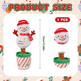MIGIFTDY Christmas Electric Plush Toy, Christmas Snowman Santa Singing Dancing Festive Holiday Decoration with Safe Design (C)