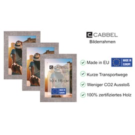CABBEL Set of 3 Picture Frames 10 x 15 cm, Grey/Concrete, Sturdy MDF Wood Frame, Shatterproof Plexiglass, for Hanging and Setting Up, Ideal for Photos/Pictures/Collages