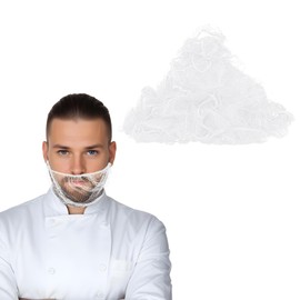 Piriuuo 100 Pcs Elastic Beard Nets Food Service Comfortable Beard Covers for Men Breathable Beard Guards (White)