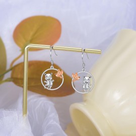 YFN Hippo Earrings Sterling Silver Heart Hippopotamus Earrings Hippo Jewellery for Women Hippo Gifts for Hippo Lovers, Sterling Silver, No Gemstone