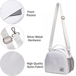 NOL - Bolsa de almuerzo orgánica natural para mujer, bolsa de almuerzo aislada de nailon impermeable, ligera, organizador (blanco)