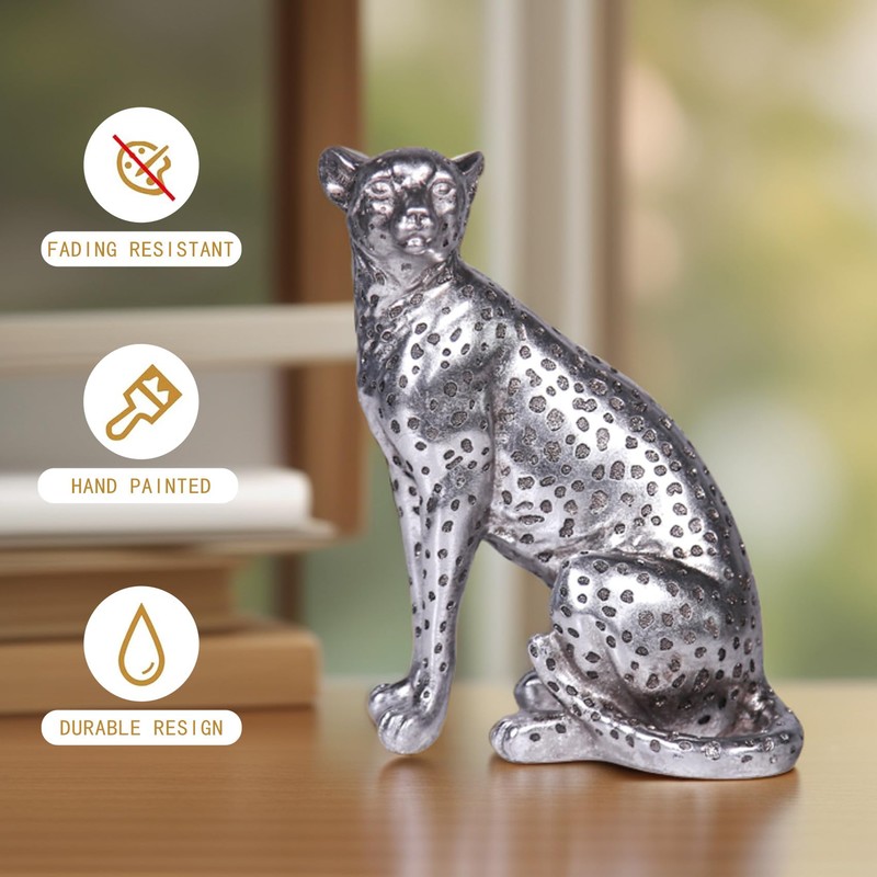 Cheetah Statue Home Decor Leopard Sculpture Resin Sitting Cheetah Figurine