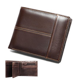 Sunolkie Leather Wallet with Coin Compartment and RFID Protection, Exquisite Durability, Large 14 Compartments, Vintage Coffee Wallet, brown, Classic