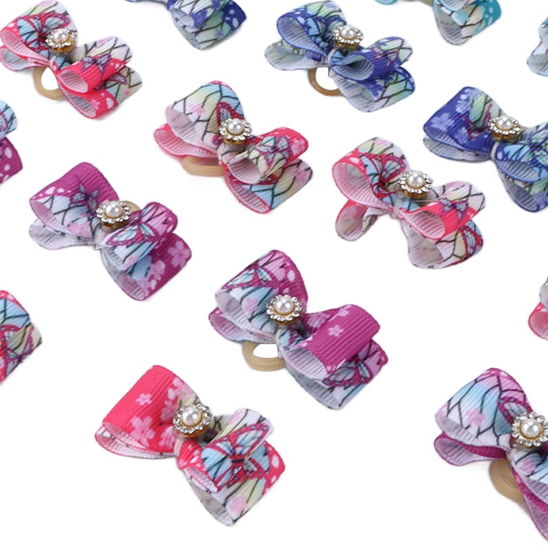 22pcs Pet Bowknot Rubber Bands Cute Colorful Dog Grooming Hair