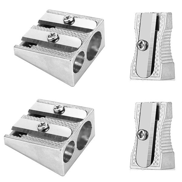 4 Pcs Pencil Sharpener Set,2 Pcs Double Hole & 2