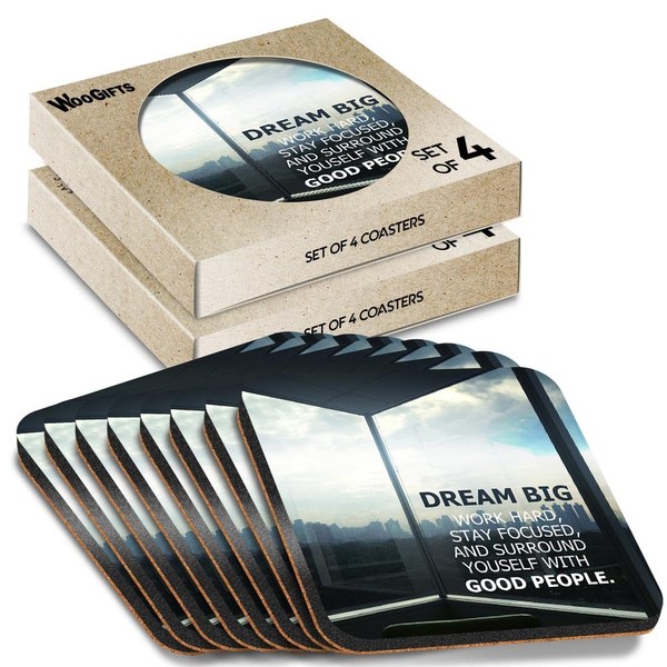 8 x Square Coasters - Motivational Inspirational Quote Work Office