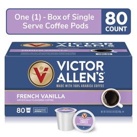 Victor Allen's Coffee French Vanilla Flavored, Medium Roast, 80 Count Single Serve Coffee Pods for Keurig K-Cup Brewers