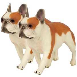 Kisangel 2Pcs Small Dog Craft Ornament Realistic Bulldog Model Figurine for Desktop Dog Decor Cute Puppy Statues for Home Living Room Office and Indoor Decoration