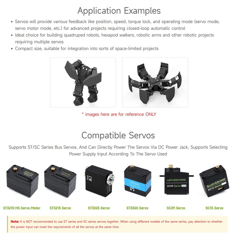 Waveshare 2 x Serial Bus Servo Driver Board, Integrates Servo