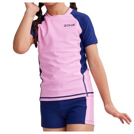 karrack Girls Two Piece Swimsuit Girls Water Sport Shorts Swimsuit Kids Swimsuit UPF 50+ Sun Protection Bathing Suits Purple/Orchid (Size 6-7 Years)