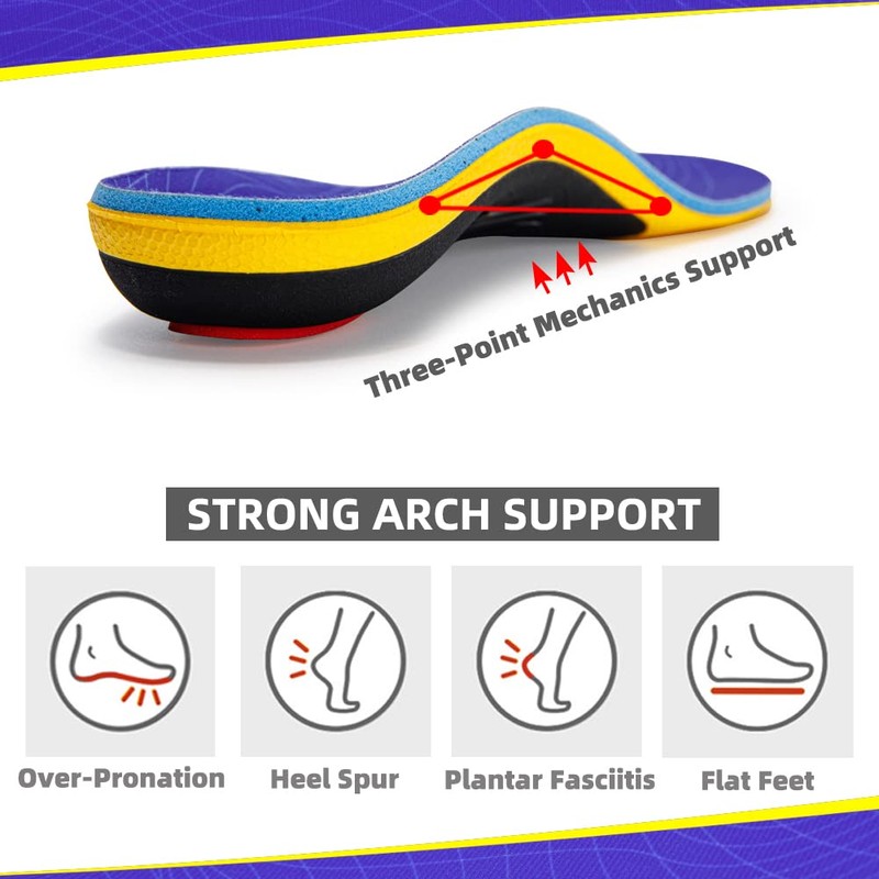 VALSOLE Heavy Duty 220+lbs Orthotic Inserts for Plantar Fasciitis -